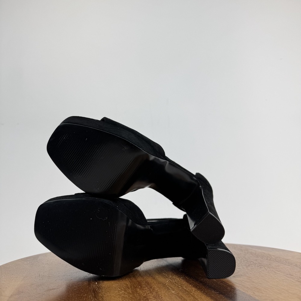 New Womens Steve Madden Ana Black Leather Platform Heeled Sandals Size 9.5 NWOB - Picture 7 of 8